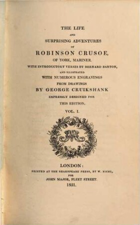 The life and surprising adventures of Robinson Crusoe of York, Mariner, 1