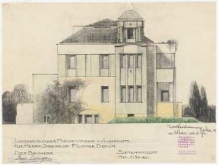 Landhaus Lange, Berlin-Lankwitz: Seitenansicht Westseite 1:50