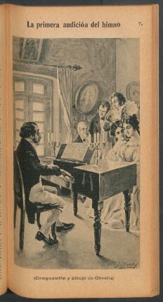 La primera audición del himno - (Composición y dibujo de Olivella)