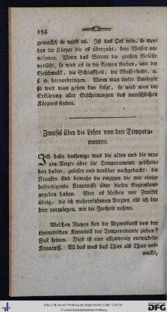 Zweifel über die Lehre von den Temperamenten.