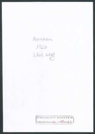 Scheel, Adolf, Neue Badische Landeszeitung, Mannheim, an Wichert