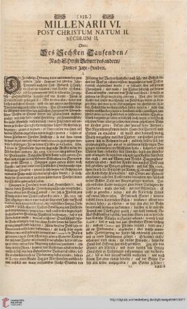 Millenarii VI. post Christum natum II. Seculum II.
