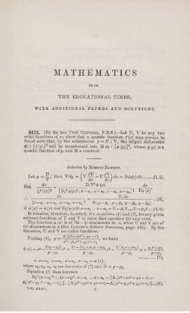 Mathematics from the educational times. [6475. - 6658.]