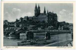 Meißen. Albrechtsburg u. Dom - Elbbrücke, Dampfer