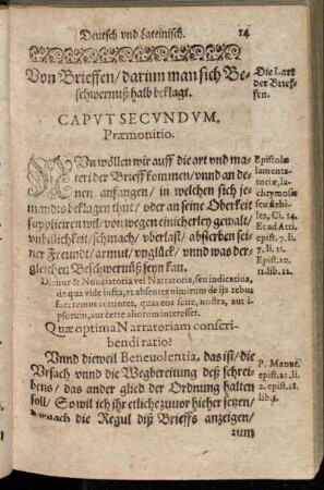Caput Secundum. Von Brieffen/ darinn man sich Beschwernuß halb beklagt.