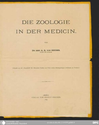 Die Zoologie in der Medicin