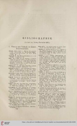 Bibliographie (15. Juni bis Anfang November 1883)