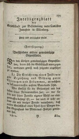 Zwey und zwanzigstes Stück.