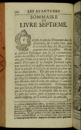 Sommaire du Livre septieme.
