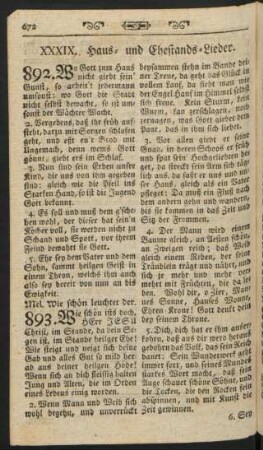 XXXIX. Haus- und Ehestands-Lieder.