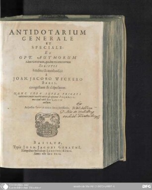 Antidotarium Generale Et Speciale