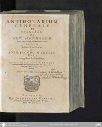 Antidotarium Generale Et Speciale