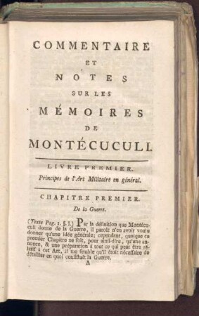 Commentaire et Notes sur les Mémoires de Montécuculi