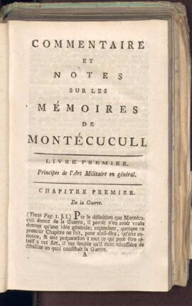 Commentaire et Notes sur les Mémoires de Montécuculi