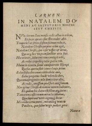 Carmen In Natalem Domini Ac Salvatoris Nostri Iesu Christi.