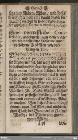 Eine vortreffliche Confection, wordurch man denen Alten die natürliche Wärme und verlohrne Kräfften wiederbringen kan