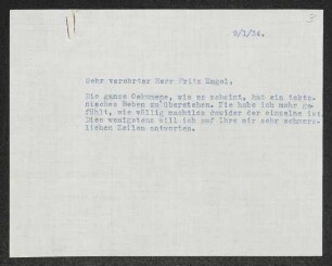 Brief von Gerhart Hauptmann an Fritz Engel