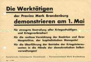 Aufruf der SED zur Mai-Demonstration