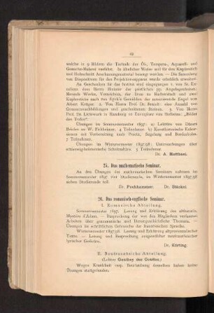 26. Das romanisch-englische Seminar.