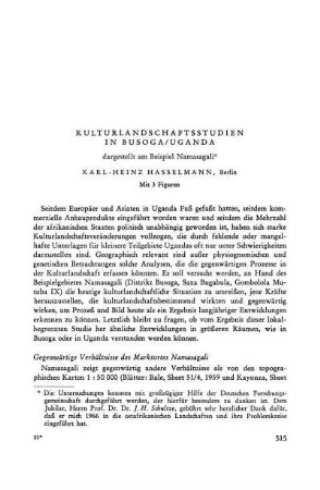 Kulturlandschaftsstudien in Busoga / Uganda dargestellt am Beispiel Namasagali