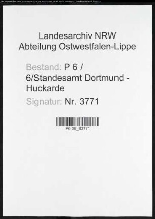 Namensverzeichnis Dortmund - Huckarde, Todesfälle