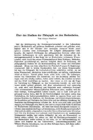 Über das Studium der Pädagogik an den Hochschulen