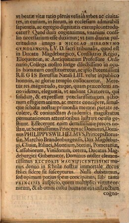 Natalem LIII. serenissimi potentissimique Principis ... Friderici, Regis Borussiae ... XII. Iulii ... publice nomine collega noster Nicolaus Hieronymus Gundlingius ... gratulabundus celebrabit, ad quod solenne officium invitat ... Christianus Thomasius ICt.