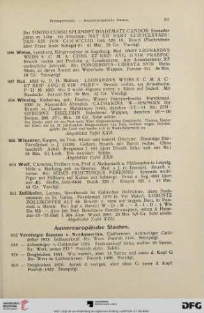 [Aussereuropäische Staaten, Miscellanea] (Nr. 912-943)