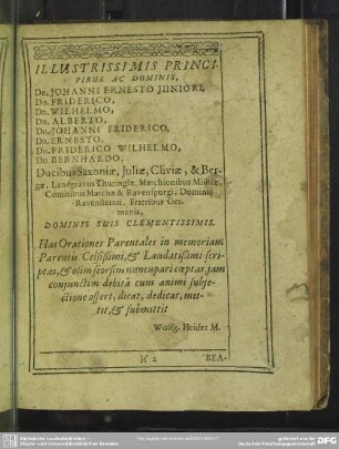 Illustrissimis Principibus Ac Dominis