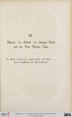 III. Bhután; die Gebiete der Khánpo-Bhols und des Déva Dhárma Rája
