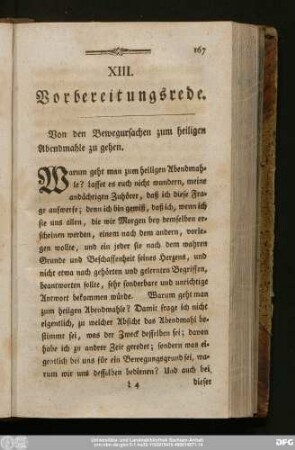XIII. Vorbereitungsrede. Von den Bewegursachen zum heiligen Abendmahle zu gehen.