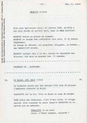Französisches Drehbuch (Auszug)