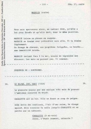 Französisches Drehbuch (Auszug)