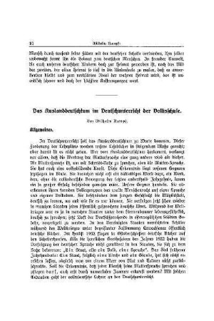 Das Auslanddeutschtum im Deutschunterricht der Volksschule