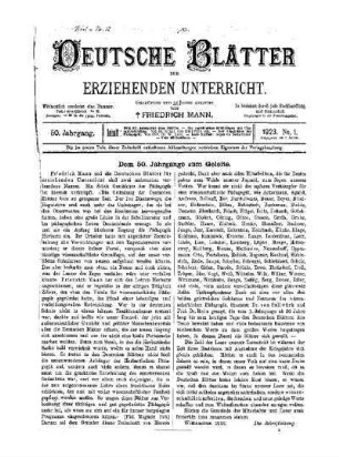 Dem 50. Jahrgange zum Geleite