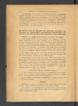 a. Redaktion der "Annalen der Hydrographie und maritimen Meteorologie".