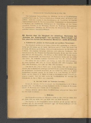 a. Redaktion der "Annalen der Hydrographie und maritimen Meteorologie".