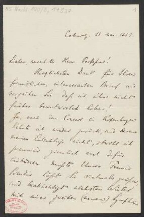 Brief an Unbekannt : 11.05.1885
