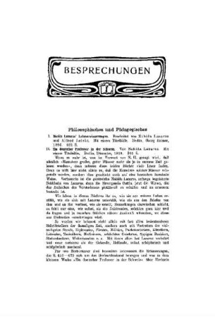 Besprechungen : Philosophisches und Pädagogisches