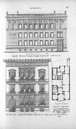 Fig. 373. Bier'sches Wohnhaus, Leipziger Platz No. 11a ; Abbildung: Fig. 377 u. 378. Lessing'sches Wohnhaus, Yosstr. 17