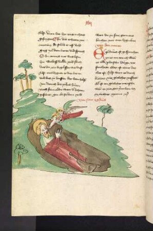 Ein Engel führt die Seele des toten Aegidius in den Himmel