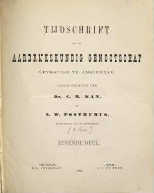 Tijdschrift van het Koninklijk Nederlandsch Aardrijkskundig Genootschap, Amsterdam. 7. 1883