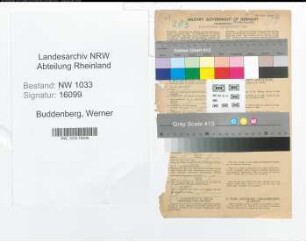 Entnazifizierung Werner Buddenberg , geb. 24.12.1909 (Polizeiwachtmeister)