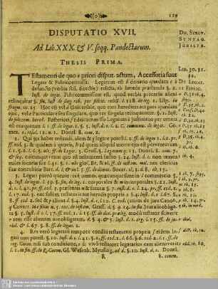 Disputatio XVII. Ad Lib. XXX. & V. seqq. Pandectarum