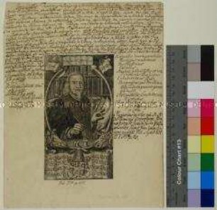 Porträt des evangelischen Theologen Georg Calixt vor einer Bücherwand