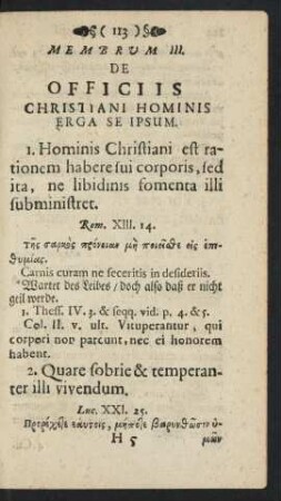 Membrum III. De Officiis Christiani Hominis Erga Se Ipsum.