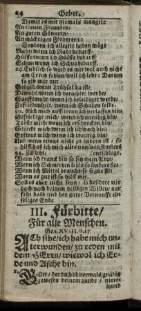III. Fürbitte, Für alle Menschen.