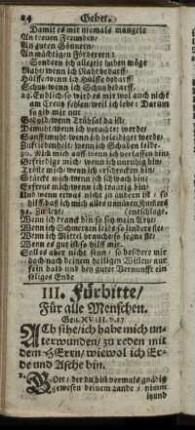 III. Fürbitte, Für alle Menschen.