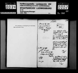 Kanzleimobiliar und Verbesserung der Einrichtung des Oberamts Mergentheim