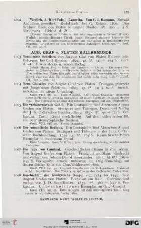 Aug. Graf v. Platen-Hallermünde (Nr. 1003-1009)